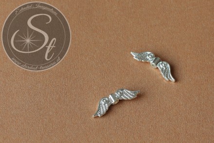 5 Stk. silberfarbene Flügel-Perlen aus Metall 23mm-31