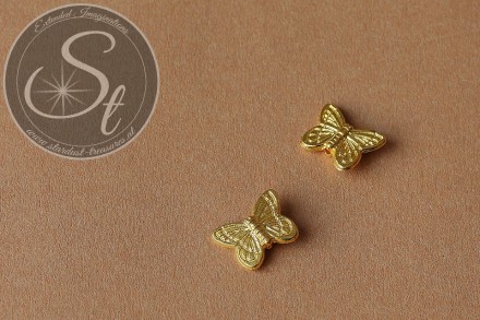 5 Stk. goldfarbene Flügel-Perlen aus Metall 15mm-31