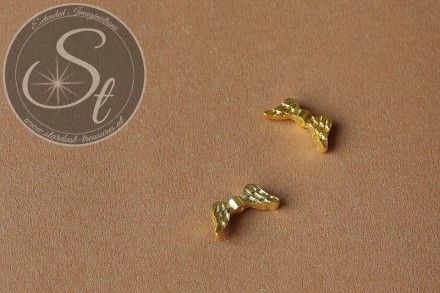 6 Stk. goldfarbene Flügel-Perlen aus Metall 16mm-31