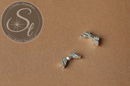 6 Stk. silberfarbene Flügel-Perlen aus Metall 16mm-31