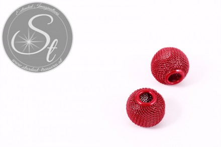 4 Stk. rote Metallgitter Perlen ca. 15mm-31