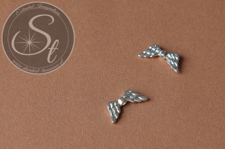5 Stk. silberfarbene Flügel-Perlen aus Metall 20mm-31