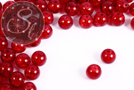 10 Stk. rote Crackle Glas Perlen 12mm-31