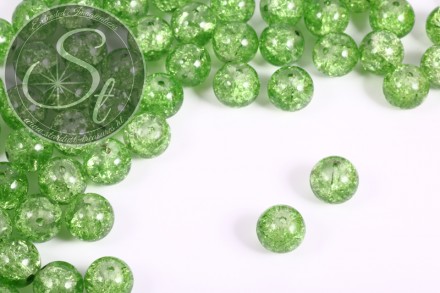 10 Stk. grüne Crackle Glas Perlen 12mm-31