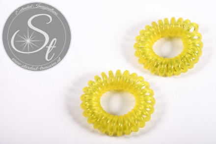 2 Stk. gelbe elastische "Telefonkabel" Haarbänder 35-40mm-31