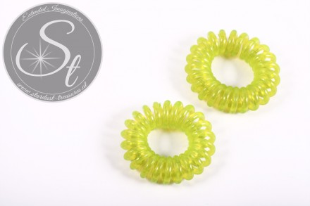 2 Stk. grüne elastische "Telefonkabel" Haarbänder 35-40mm-31