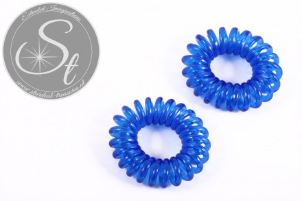 2 Stk. blaue elastische "Telefonkabel" Haarbänder 35-40mm-31
