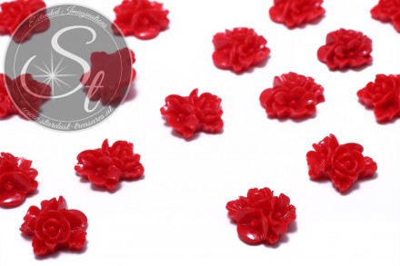 4 Stk. rote Blumen Cabochons 16mm-31