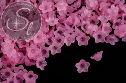 20 Stk. rosa Acryl-Blüten frosted 13mm-31