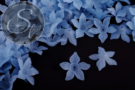 10 Stk. blaue Acryl-Blüten frosted 27mm-31