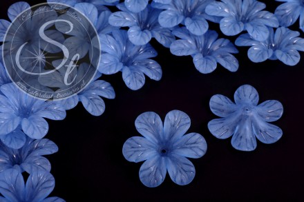 5 Stk. blaue Acryl-Blüten frosted 30mm-31