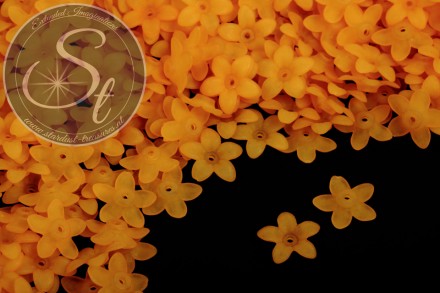20 Stk. orange Acryl-Blüten frosted 17mm-31