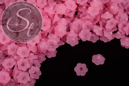 20 Stk. rosa Acryl-Blüten frosted 12mm-31