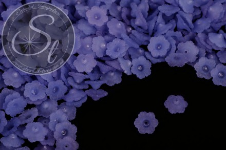 20 Stk. dunkelblaue Acryl-Blüten frosted 12mm-31