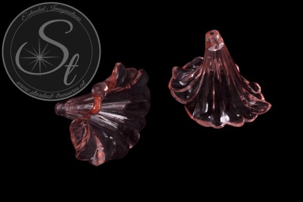 2 Stk. rosa Acryl-Blüten transparent 41mm-31