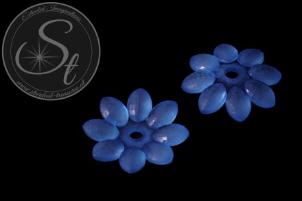 2 Stk. blaue Acryl-Blüten frosted 45mm-31