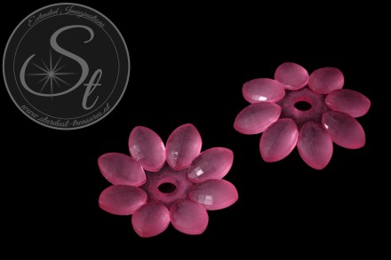 2 Stk. rosa Acryl-Blüten frosted 45mm-31