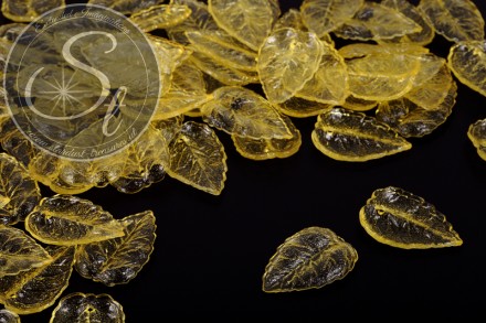 20 Stk. gelbe Acryl-Blätter transparent 27mm-31