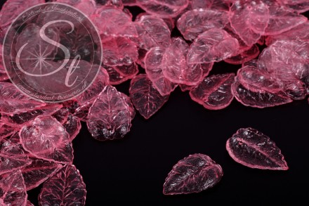20 Stk. rosa Acryl-Blätter transparent 27mm-31
