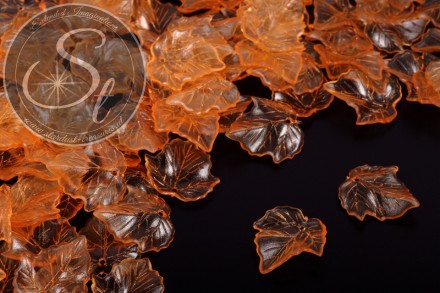 20 Stk. orange Acryl-Blätter transparent 25mm-31