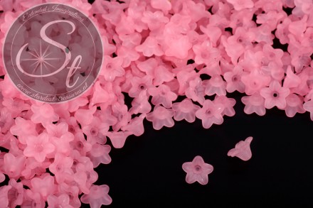 20 Stk. rosa Acryl-Blüten frosted 10mm-31