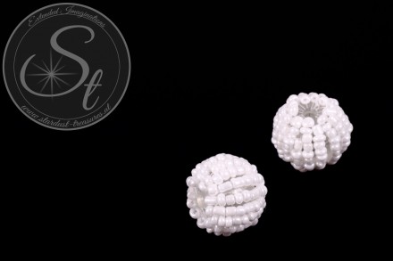 2 Stk. mit weißen Glas Seed Beads handumwobene Perlen 18mm-31