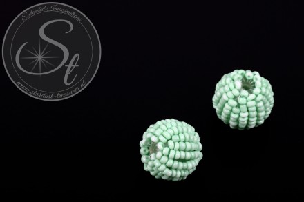 2 Stk. mit mintgrünen Glas Seed Beads handumwobene Perlen 18mm-31