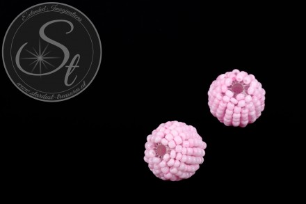 2 Stk. mit rosa Glas Seed Beads handumwobene Perlen 18mm-31