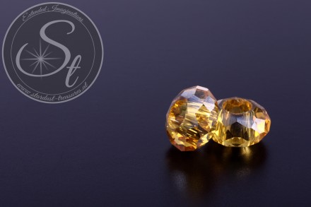 2 Stk. hellorange facettierte European Glas Perlen ~14-15mm-31