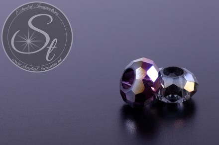 2 Stk. graue facettierte European Glas Perlen ~14-15mm-31