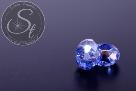 2 Stk. blaue facettierte European Glas Perlen ~14-15mm-31