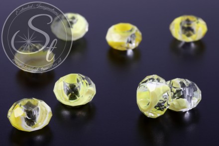 2 Stk. facettierte European Millefiori Glas Perlen ~14-15mm-31