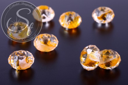 2 Stk. facettierte European Millefiori Glas Perlen ~14-15mm-31