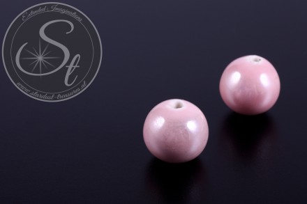 2 Stk. rosa runde Porzellan Perlen ~14-16mm-31
