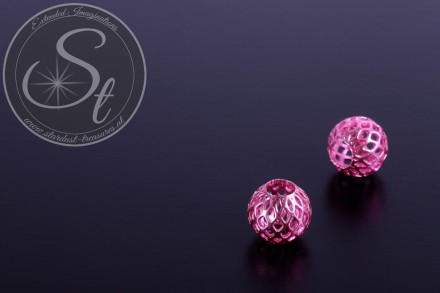 4 Stk. rosa Metallgitter Perlen 10mm-31