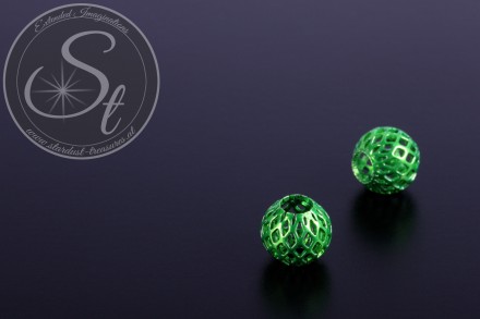 4 Stk. grüne Metallgitter Perlen 10mm-31