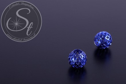 4 Stk. blaue Metallgitter Perlen 10mm-31