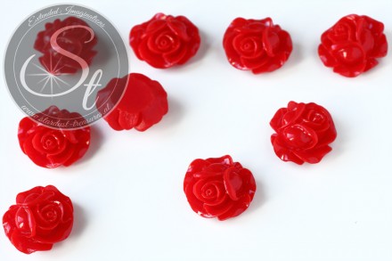2 Stk. rote Blumen Cabochons 21mm-31