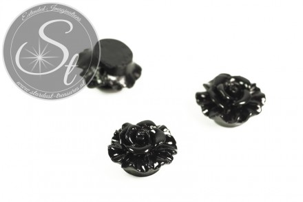 2 Stk. schwarze Blumen Cabochons 19mm-31