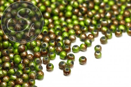 20 Stk. grün/braune Spray-Painted Drawbench Glas Perlen 4mm-31
