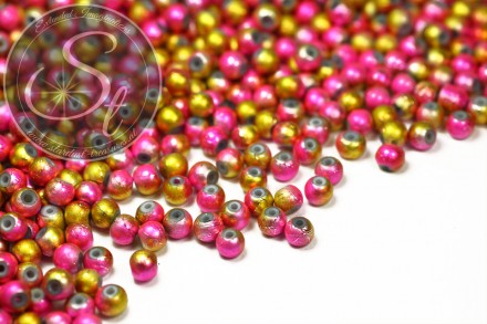 20 Stk. gold/pinke Spray-Painted Drawbench Glas Perlen 4mm-31