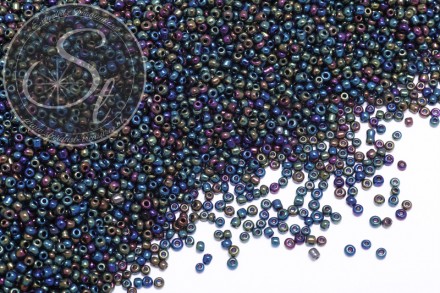 20g dunkelblau/bunt irisierende Glas Seed Perlen ~2mm-31