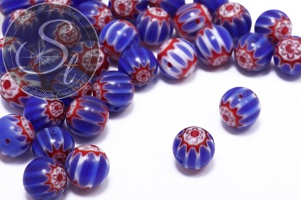 5 Stk. runde multicolor Millefiori Glas Perlen ~10mm-31