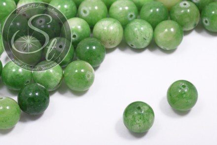 5 Stk. grüne Weiß-Jade Perlen 12mm-31