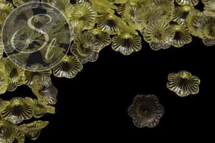 10 Stk. gelbe Acryl-Blüten transparent 21mm-31