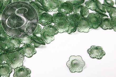 10 Stk. grüne Acryl-Blüten transparent 21mm-31
