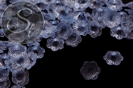 10 Stk. hellblaue Acryl-Blüten transparent 21mm-31