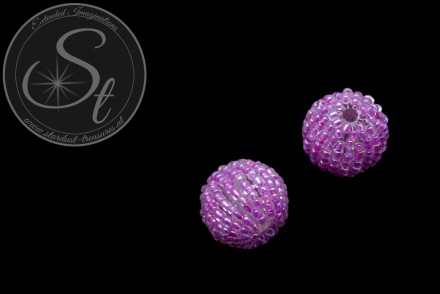 2 Stk. mit lila Glas Seed Beads handumwobene Perlen 18mm-31