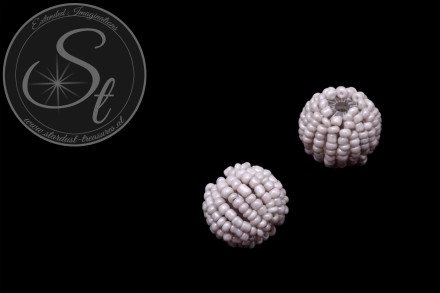 2 Stk. mit beigen Glas Seed Beads handumwobene Perlen 18mm-31