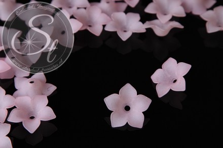 5 Stk. rosa Acryl-Blüten frosted 34mm-31